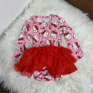 Posh Peanut Hello Kitty Candy Cane Long Sleeve Tulle Skirt BodySuit